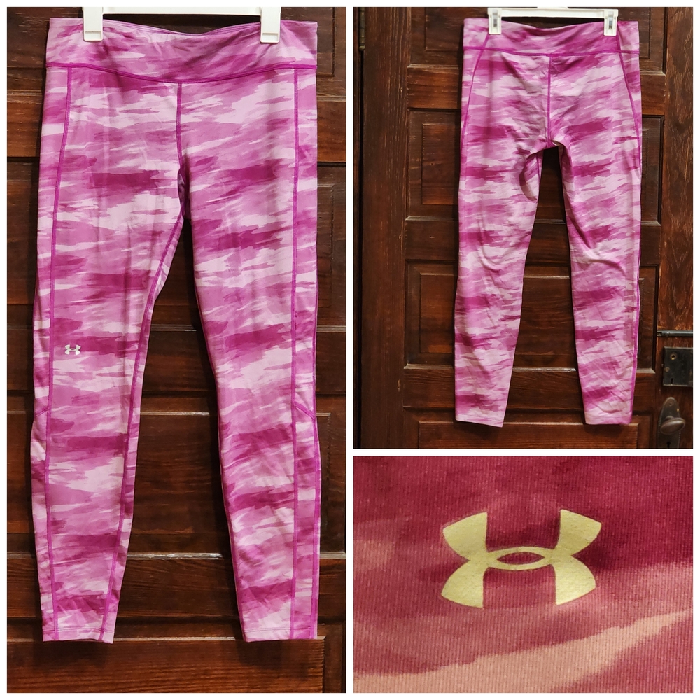 Under Armour Fuschia Camouflage Full Length Leggings Cold Gear Size XL